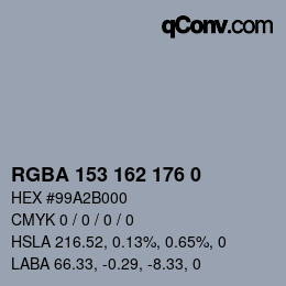 Color code: RGBA 153 162 176 0 | qconv.com