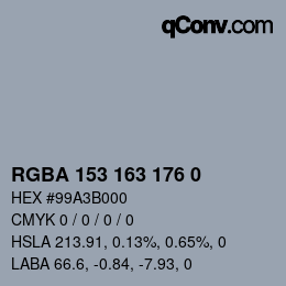 Color code: RGBA 153 163 176 0 | qconv.com