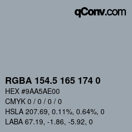 Color code: RGBA 154.5 165 174 0 | qconv.com