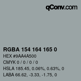 Color code: RGBA 154 164 165 0 | qconv.com