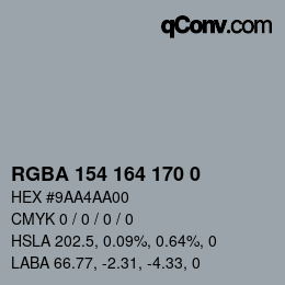 Color code: RGBA 154 164 170 0 | qconv.com