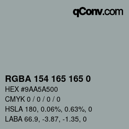 Farbcode: RGBA 154 165 165 0 | qconv.com