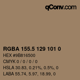 Color code: RGBA 155.5 129 101 0 | qconv.com