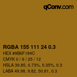 颜色代码: RGBA 155 111 24 0.3 | qconv.com