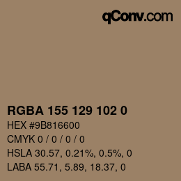 Color code: RGBA 155 129 102 0 | qconv.com