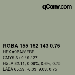 颜色代码: RGBA 155 162 143 0.75 | qconv.com