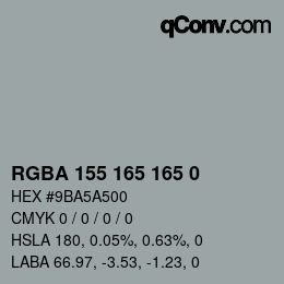 Color code: RGBA 155 165 165 0 | qconv.com