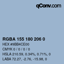 Color code: RGBA 155 180 206 0 | qconv.com