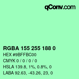 Color code: RGBA 155 255 188 0 | qconv.com