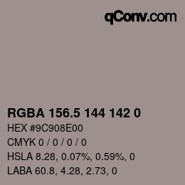 颜色代码: RGBA 156.5 144 142 0 | qconv.com
