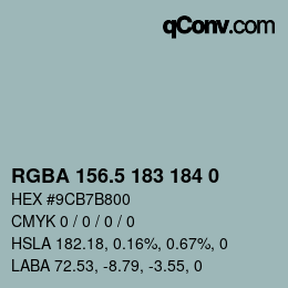 Color code: RGBA 156.5 183 184 0 | qconv.com