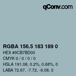 Color code: RGBA 156.5 183 189 0 | qconv.com