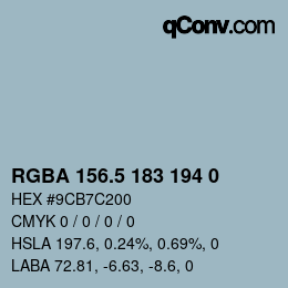 Color code: RGBA 156.5 183 194 0 | qconv.com