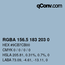 Color code: RGBA 156.5 183 203 0 | qconv.com