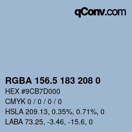 Color code: RGBA 156.5 183 208 0 | qconv.com