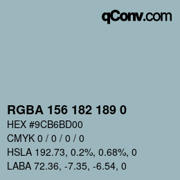 Color code: RGBA 156 182 189 0 | qconv.com