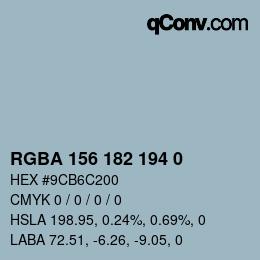 Color code: RGBA 156 182 194 0 | qconv.com