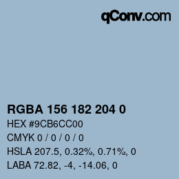 Color code: RGBA 156 182 204 0 | qconv.com