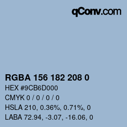 Color code: RGBA 156 182 208 0 | qconv.com