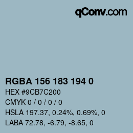 Color code: RGBA 156 183 194 0 | qconv.com