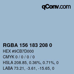 Color code: RGBA 156 183 208 0 | qconv.com