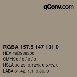 Color code: RGBA 157.5 147 131 0 | qconv.com