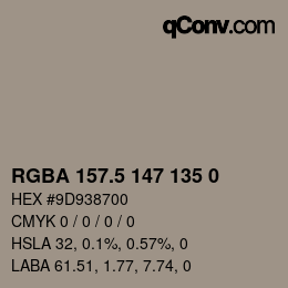Color code: RGBA 157.5 147 135 0 | qconv.com