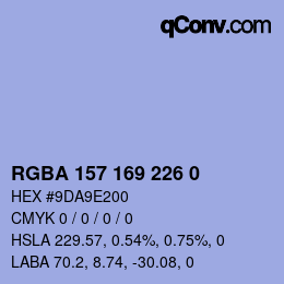 Farbcode: RGBA 157 169 226 0 | qconv.com