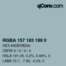 Color code: RGBA 157 183 189 0 | qconv.com