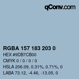 Color code: RGBA 157 183 203 0 | qconv.com