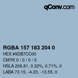 Color code: RGBA 157 183 204 0 | qconv.com