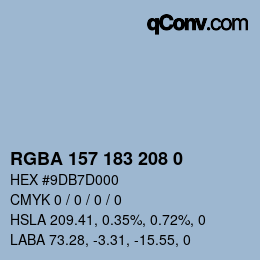 Color code: RGBA 157 183 208 0 | qconv.com