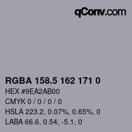 Color code: RGBA 158.5 162 171 0 | qconv.com