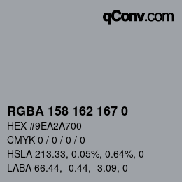 カラーコード: RGBA 158 162 167 0 | qconv.com