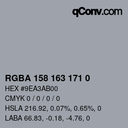 Farbcode: RGBA 158 163 171 0 | qconv.com