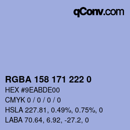 Color code: RGBA 158 171 222 0 | qconv.com