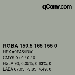 Farbcode: RGBA 159.5 165 155 0 | qconv.com