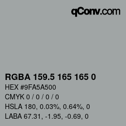 カラーコード: RGBA 159.5 165 165 0 | qconv.com