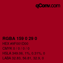 Código de color: RGBA 159 0 29 0 | qconv.com