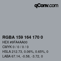 Color code: RGBA 159 164 170 0 | qconv.com