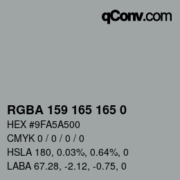 Farbcode: RGBA 159 165 165 0 | qconv.com