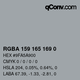 Color code: RGBA 159 165 169 0 | qconv.com