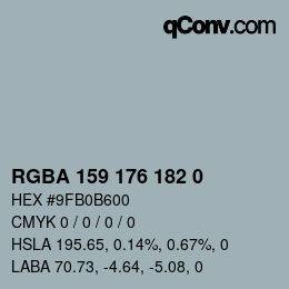 Color code: RGBA 159 176 182 0 | qconv.com