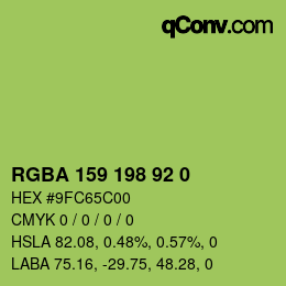 Farbcode: RGBA 159 198 92 0 | qconv.com
