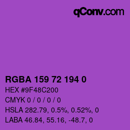 Farbcode: RGBA 159 72 194 0 | qconv.com