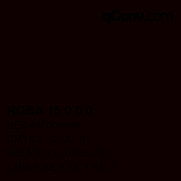 Código de color: RGBA 15 0 0 0 | qconv.com