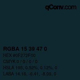 Color code: RGBA 15 39 47 0 | qconv.com