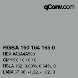 Color code: RGBA 160 164 165 0 | qconv.com