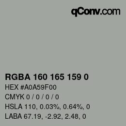 Color code: RGBA 160 165 159 0 | qconv.com