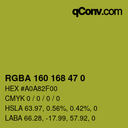 Farbcode: RGBA 160 168 47 0 | qconv.com